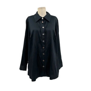 Soft Surroundings Black Long Sleeve Button Down‎ Tunic Top Plus Size 1X